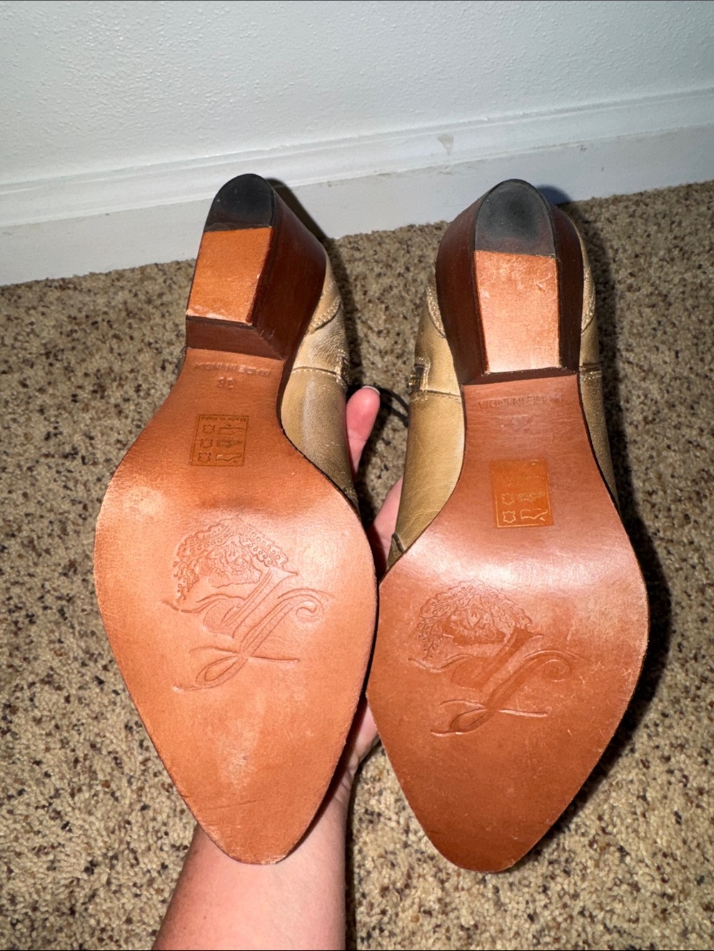 Free People Tan Leather Western Ankle Boots - Picture 4 of 5
